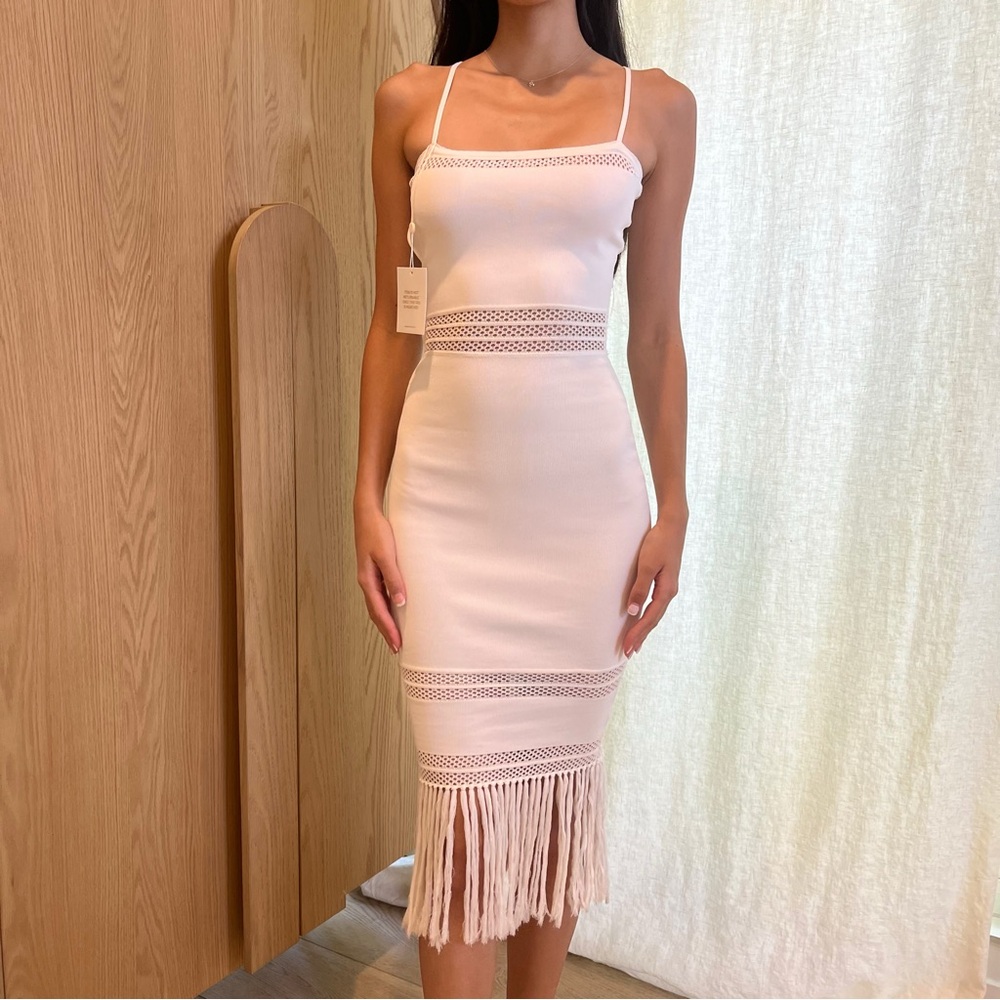 Miss Circle Fringe Bodycon Midi Dress